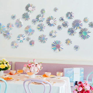 3D Iridescent Flower Wall Stickers (40pcs) 4