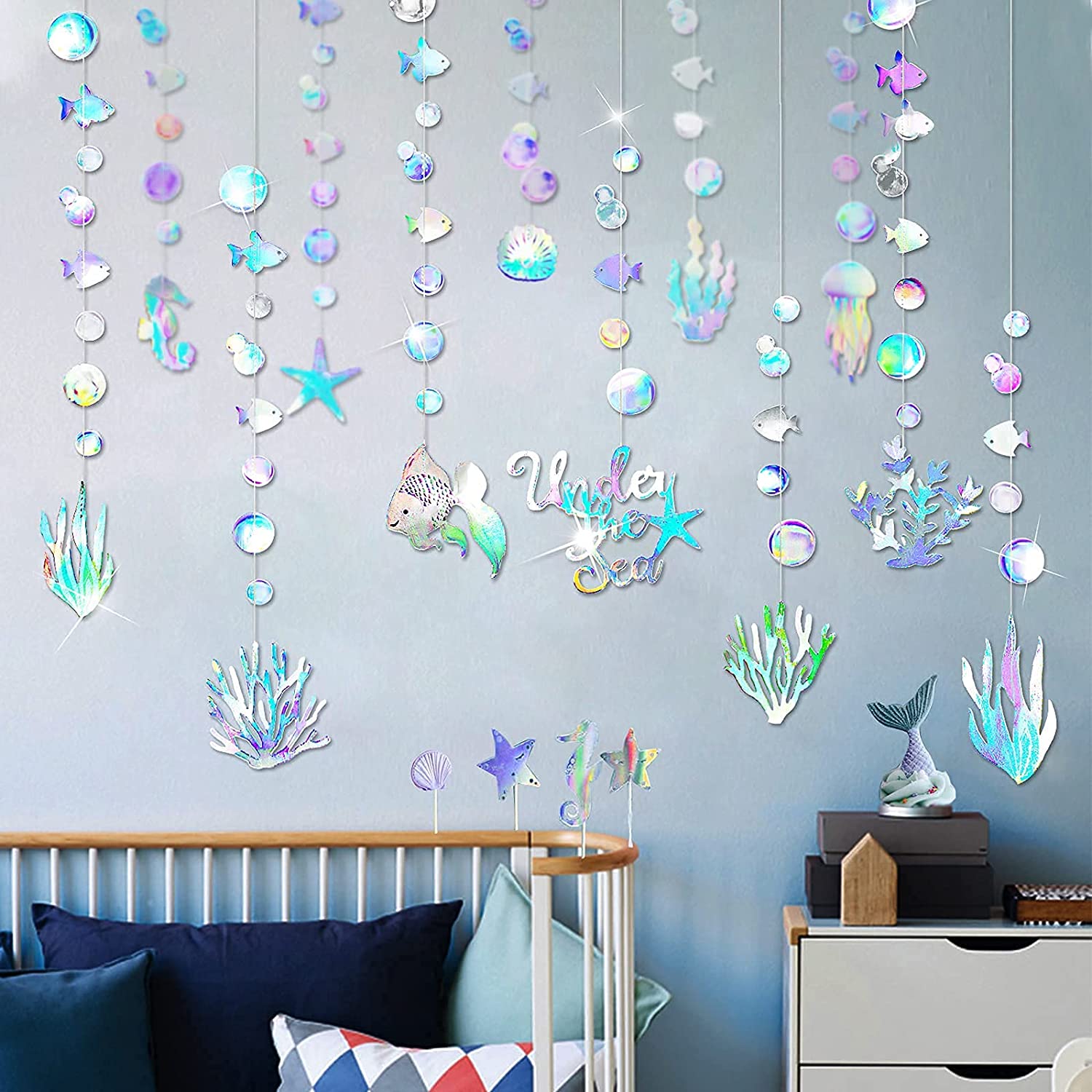  Cheerland Iridescent Mermaid Party Decorations Rose Purple Bubble  Garland Hanging Streamer Backdrop Under The Sea Birthday Party Girls Bday  Decor Bridal Baby Shower Party Supplies : Home & Kitchen