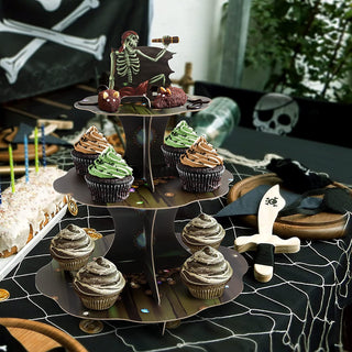 Skull Pirate Cupcake Stand for Halloween Party Decorations