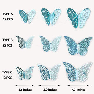 3D Teal Blue Butterfly Wall Stickers (Teal Blue A) 8