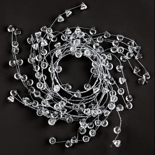 Crystal beaded diamond garland looped in coils with sparkling faceted drops