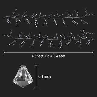 Crystal beaded diamond garland length 4.2 ft; faceted drop size 0.4 in