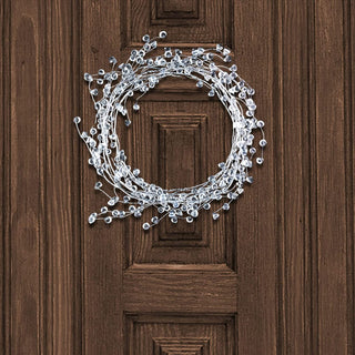 Crystal beaded diamond garland wreath with faceted bead clusters on silver wire