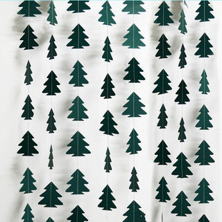 Dark green Christmas tree garland with hanging tree cutouts, 3 pcs