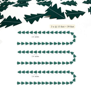 Pack of dark green Christmas tree garland strips with tree cutout pieces