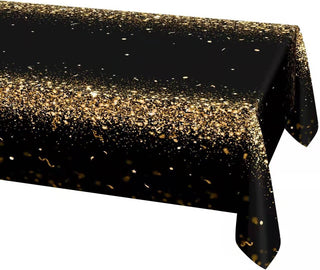 Champagne gold glitter tablecloth corner with draped edge over table