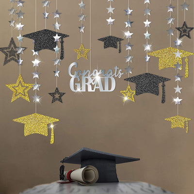 Gold, Silver and Black Graduation Cap Banners (13pcs) 1