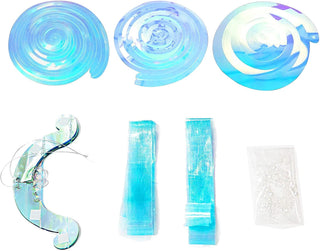 Hanging iridescent jellyfish decoration set, ribbon strips and jellyfish components