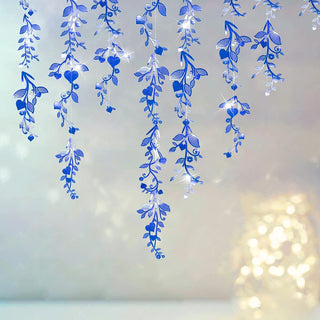 Blue leaf vine garland strands with heart-shaped leaves, hanging decor