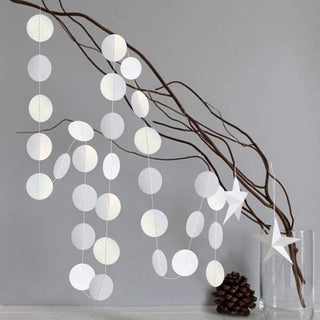 Pearl white circle dot garland with hanging round discs and thin connecting strings