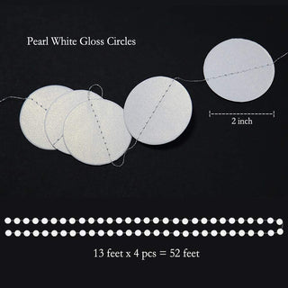 Pearl white circle dot garland with round discs; 13 ft length, 4 pcs shown